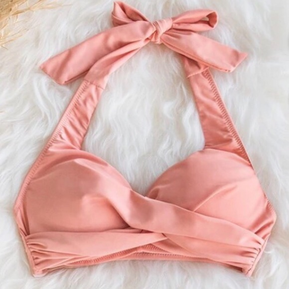 Cupshe Pink Twisted Halter Bikini, Geometric Print High Waisted Bottom - M - Picture 5 of 7